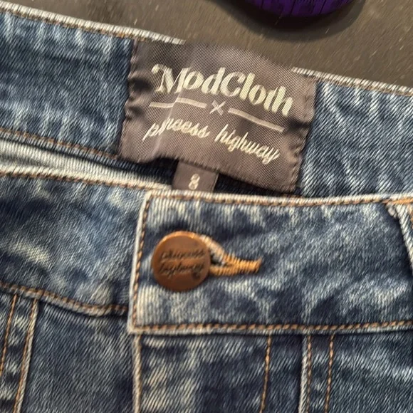 ModCloth x Princess Highway Floral Embroidered Wide-Leg Jeans SZ 8 - Picture 3 of 8